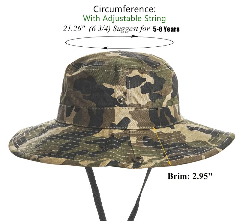 Eohak Kids Boys Camo Sun-Hat Bucket Hat Outdoor Boonie-Cap Fishing Hat for 7-14Yrs(Size 7-14Y) - Image 5
